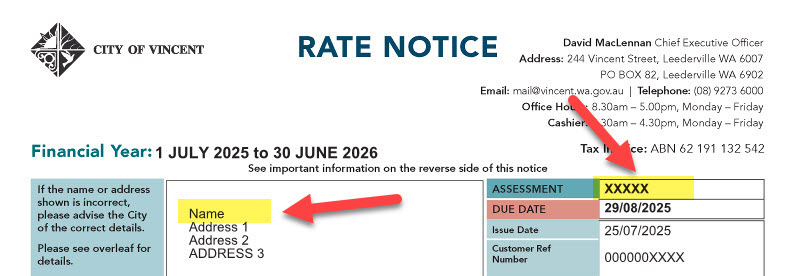 Sample Rates Notice Payments - Citizen Central